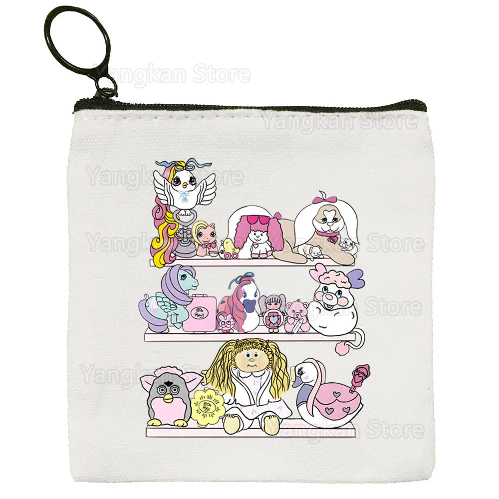 Kawaii Polly Pocket Bag Pure White Bag Handmade Cloth  Coin Purse Whiteboard Bag Handbag Good Vibrations