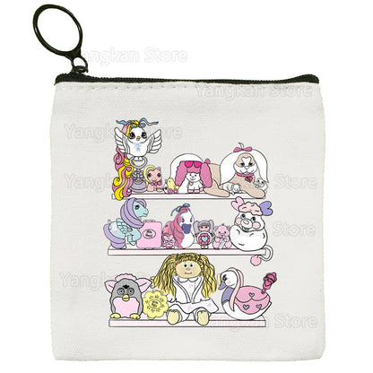 Kawaii Polly Pocket Bag Pure White Bag Handmade Cloth  Coin Purse Whiteboard Bag Handbag Good Vibrations