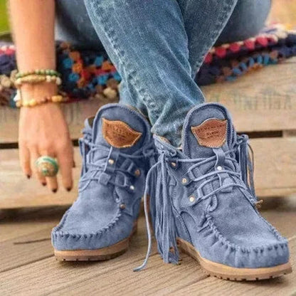 Boots Women 2024 Plus Size Tassel Short  Autumn and Winter New Flat Boots Retro Fashion Thick Sole Ankle Keep Women Boots  Goth Good Vibrations
