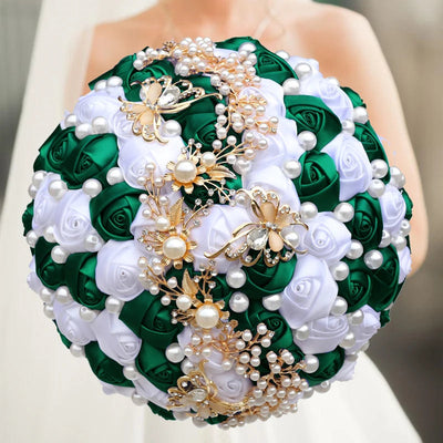Green Crystal Wedding Bouquet Red Brooch bouquet wedding Wedding flowers Bridal Bouquets