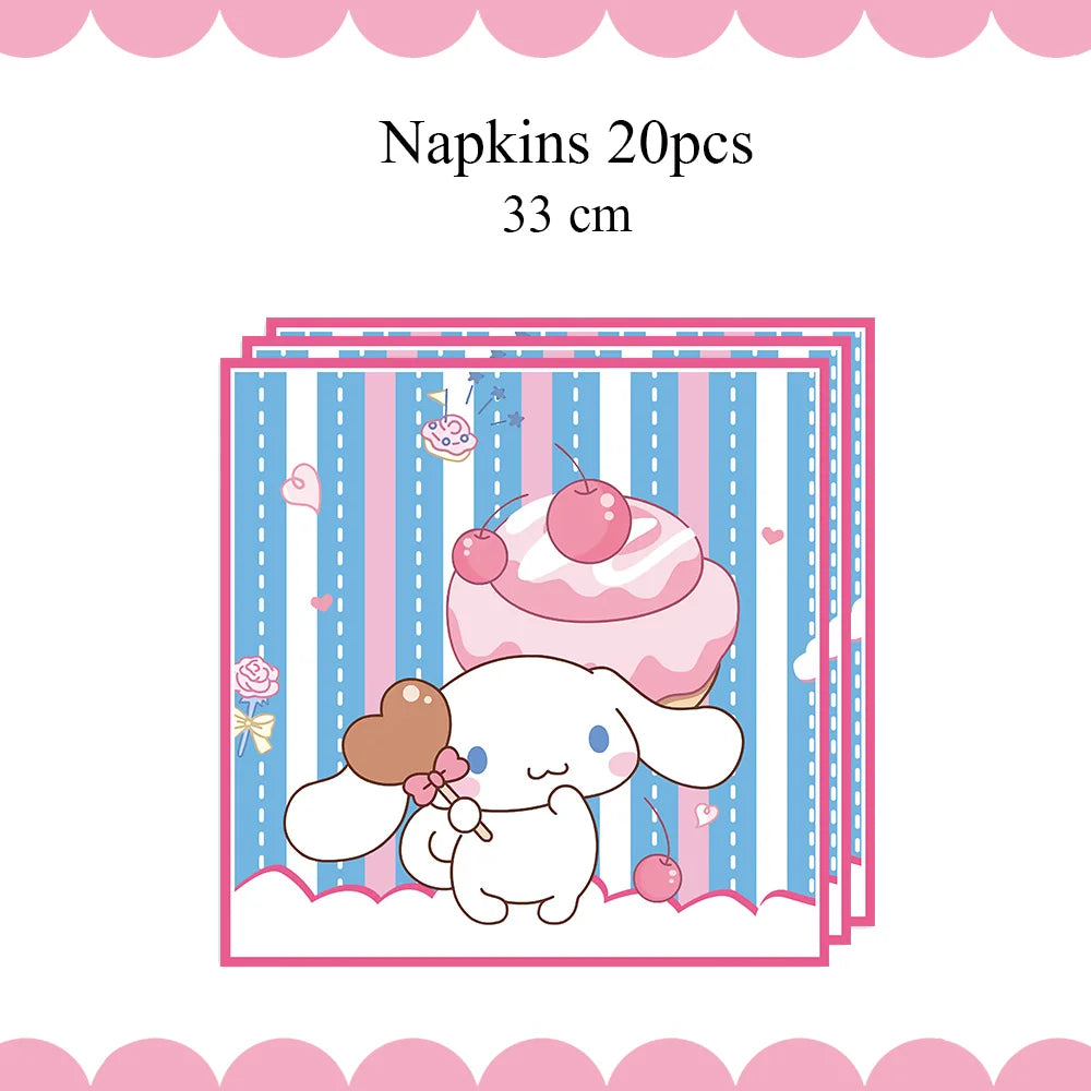 Cartoon Cinnamon Dog Birthday Decoration Mascot Disposable Tableware Plate Tablecloh Cup Baby Shower Girls Party Supplies Good Vibrations
