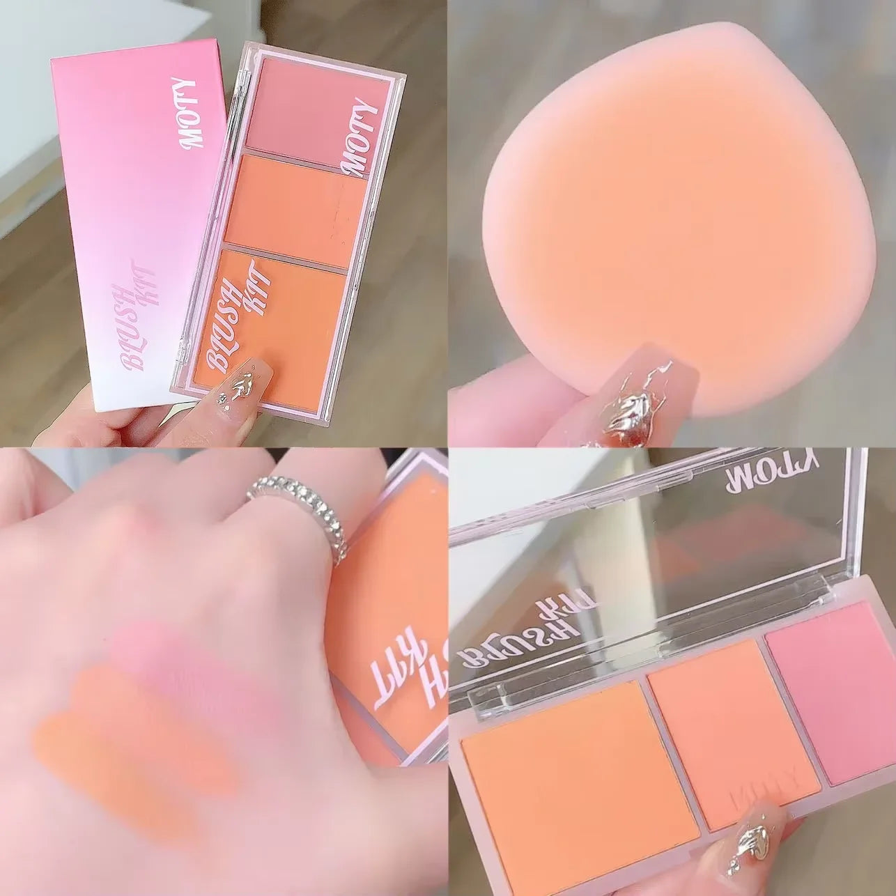 Pink Series 3 Colors Blush Makeup Palette Mashed Potato Texture Matte Cheek Tint Contour Shadow Blusher Cosmetics Rouge Powder Good Vibrations