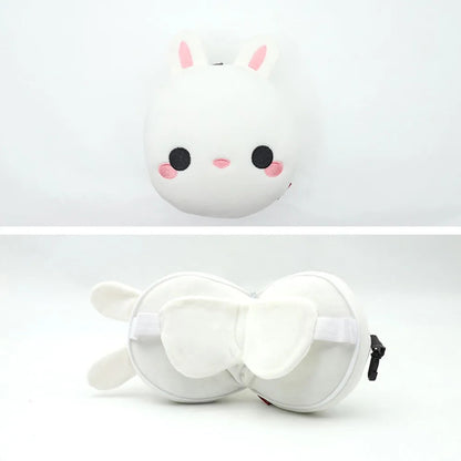 Creative 2 in 1 Eye Mask Neck Pillow Cartoon Soft Travel Eye Cover Airplane Head Pillow for Travel&Office Good Vibrations