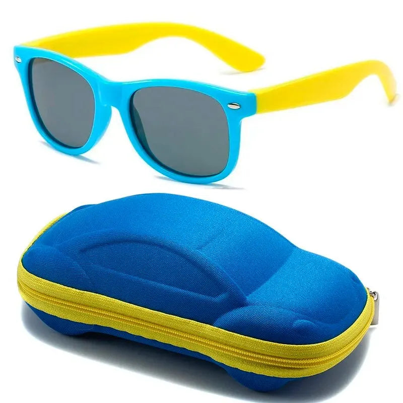 Baby Sunglasses with Glasses Box Boys Girls Outdoor Goggles Sun Glasses AC Lens Safety Glasses and Cases Gift for Kids Good Vibrations