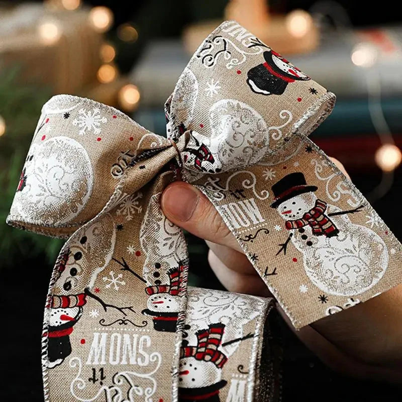 Christmas Ribbon Holiday Wreath Tie Decorative Bow Accessories Wired Edge Ribbon  Holiday Packaging Streamer  ﻿ Good Vibrations