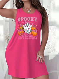 Halloween Costume Retro Ghost Casual Women's Dresses Soft Breathable Dresses Woman Summer Spooky Print Girl Costume Y2k Clothes Good Vibrations