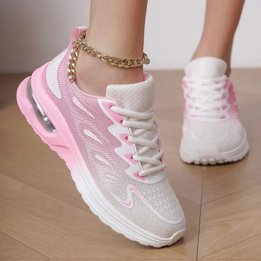 2025 Sports Shoes Women's Walking Shoes Comfortable and Fashionable Cushion Mesh Breathable Tennis Color Blocked Sports Shoes Good Vibrations