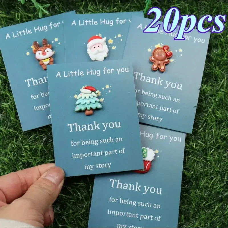 10pcs Mini Hug Cards with Resin Decorations Christmas Birthday Valentine Greeting Thank You Cards Bulk Gifts for Friends Family Good Vibrations