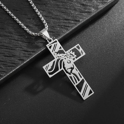 Philippians 4:13 Men's Simple Cross Pendant Necklace Stainless Steel Religious Amulet Jewelry Unisex Bijoux Good Vibrations