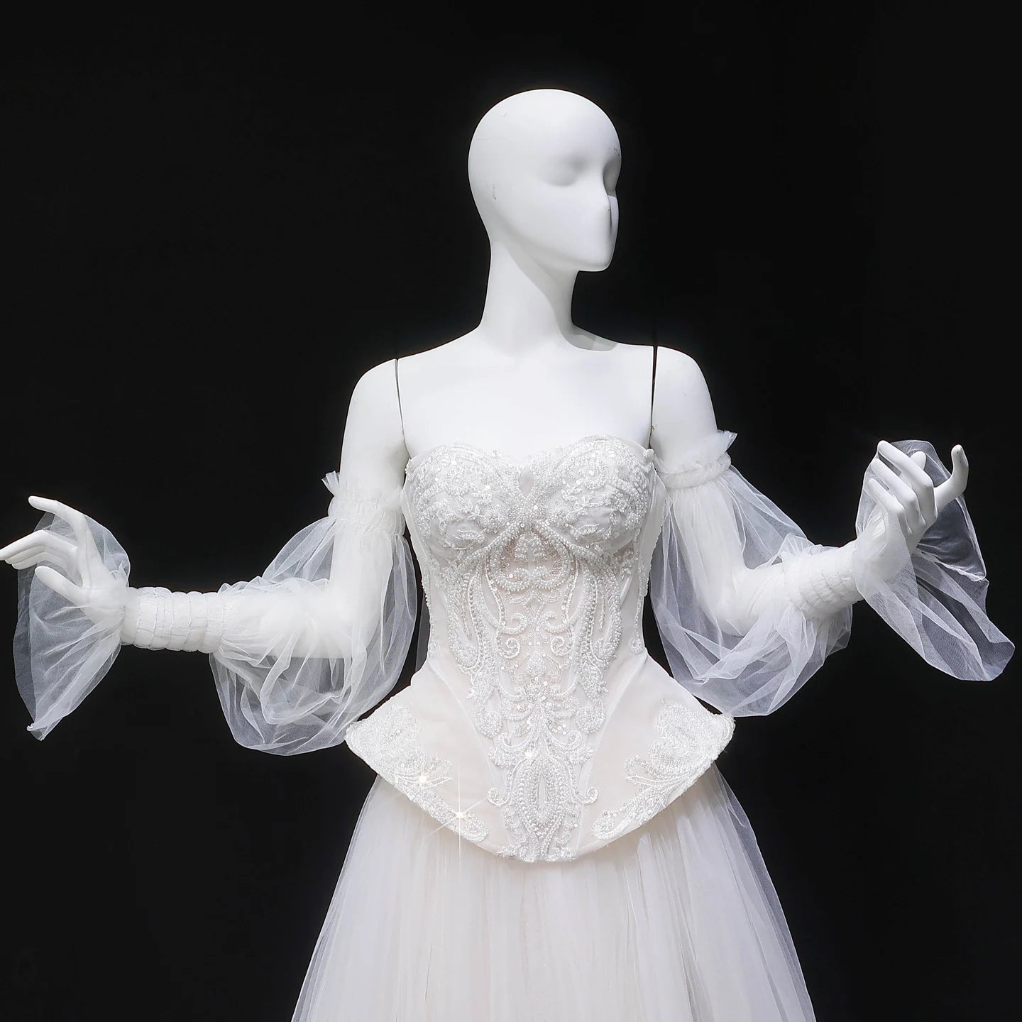 Sharon Said High Quality Boho Tulle Off White Wedding Dress 2026 Puff Sleeve Sweep Train Princess Bride Gowns SW126 Customized Good Vibrations