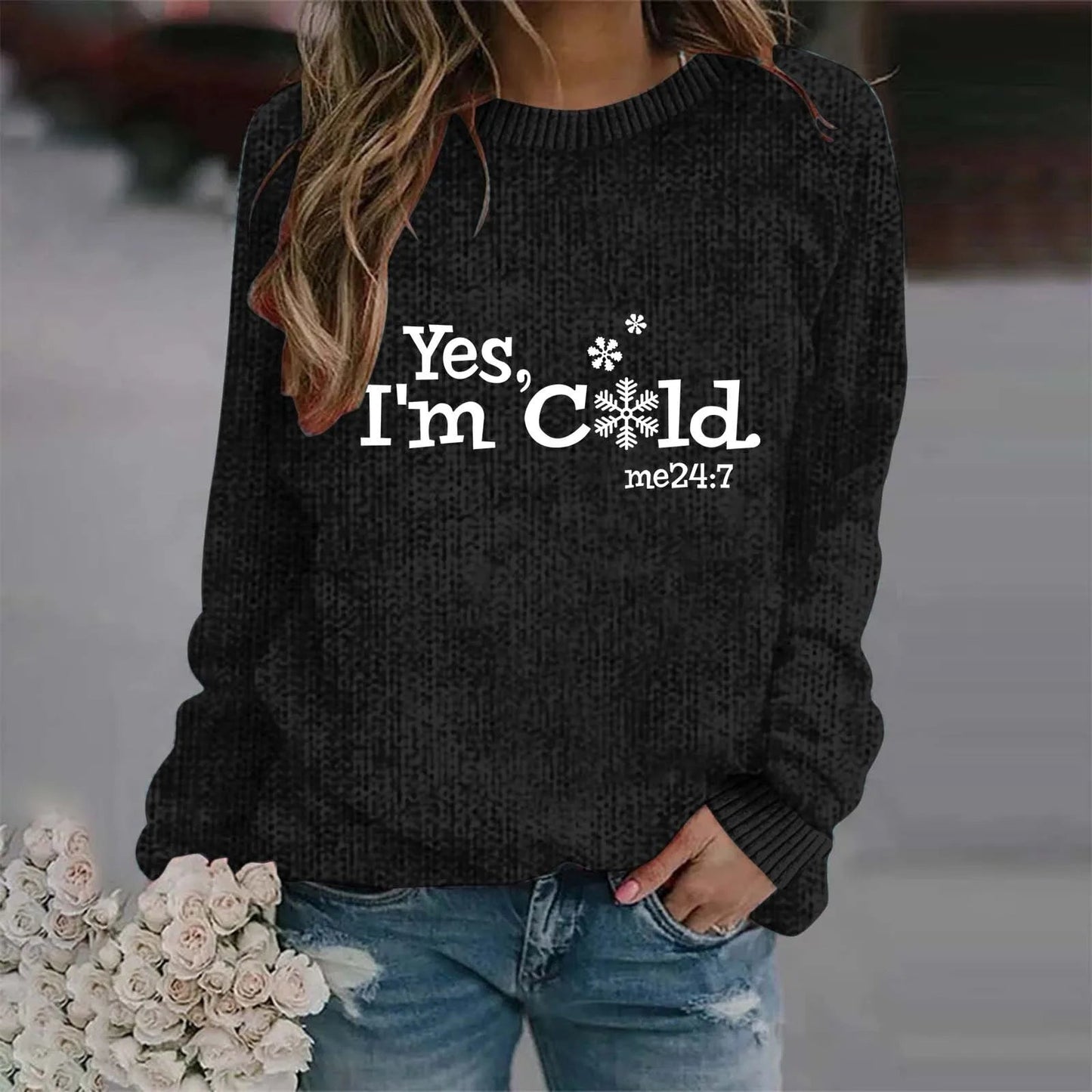 Women's Y2k Letter Print Knitwear Large Size Loose Soft Pullover Sweater Comfy Casual Crewneck Long Sleeve Sweater Jersey New Good Vibrations