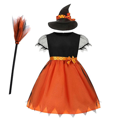 Halloween Costume for Girls Witch Vampire Carnival Party Dress Up Trappings Kids Cosplay Clothes Purple Bat Suit Holiday Gifts Good Vibrations