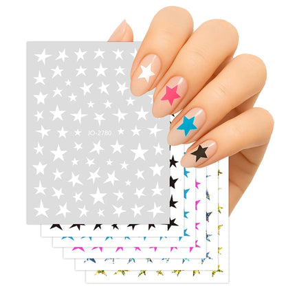 3/6/12 Sheets Star Nail Stickers Set – Neon Laser Color Self-Adhesive Decals DIY Gel Acrylic Nail Art Decoration Good Vibrations