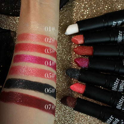 Waterproof Glitter Lipsticks Punk Style Nude Matte Not Fading Pearlescent Sexy Red Pink Velvet Lipsticks Lips Makeup Cosmetic Good Vibrations