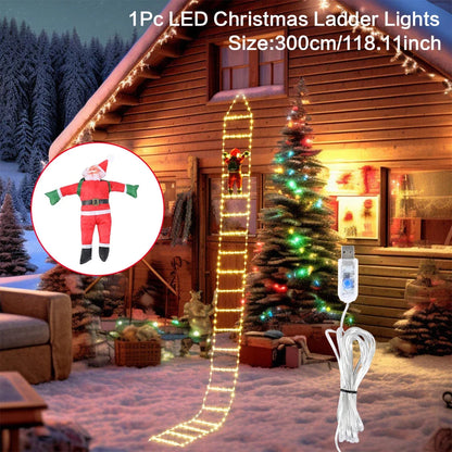 3M Santa Claus Climbing Ladder Outdoor Christmas Decoration Home Garden Cristmas Tree Ornement New Year Gift Xmas Tree Decor Good Vibrations