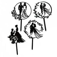 Bride and Groom Wedding Party Cake Topper Decoration Golden Acrylic Mrs & Mrs Engagement Party Cake Toppers Gift Baking Supplies Good Vibrations