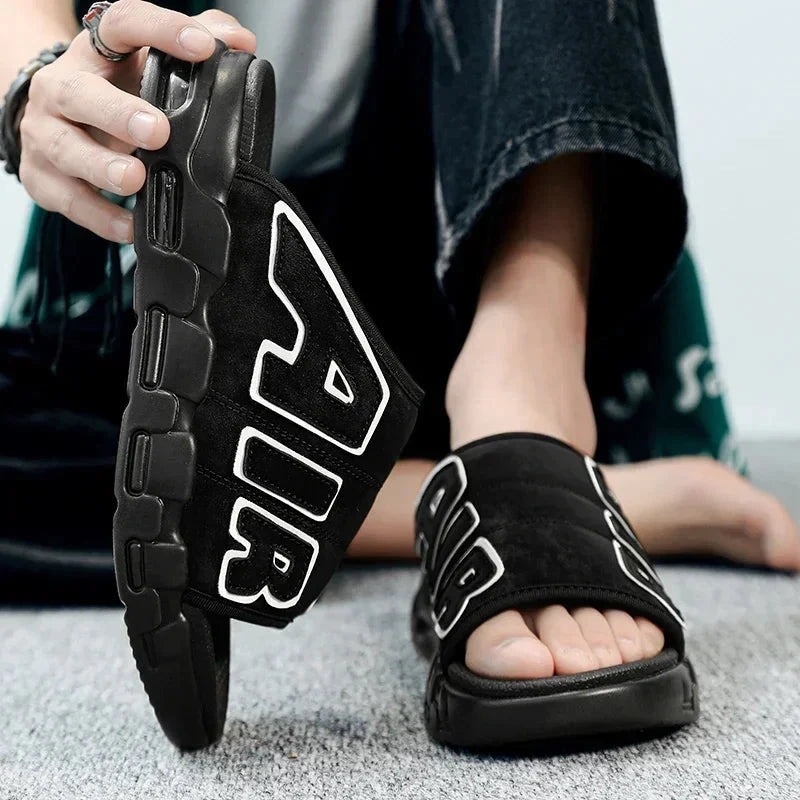 Men Air Cushion Design Slide Man Summer PVC Soft Non-slip Men's Sports Slippers New Slippers for Men Flip Flops Chanclas Hombre Good Vibrations