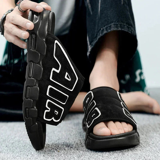 Men Air Cushion Design Slide Man Summer PVC Soft Non-slip Men's Sports Slippers New Slippers for Men Flip Flops Chanclas Hombre Good Vibrations