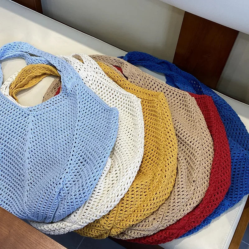 Women's Shoulder Bags Casual Straw Wicker Woven Ladies Handmade Totes Large Capacity Summer Beach Female's Messenger Bag Good Vibrations