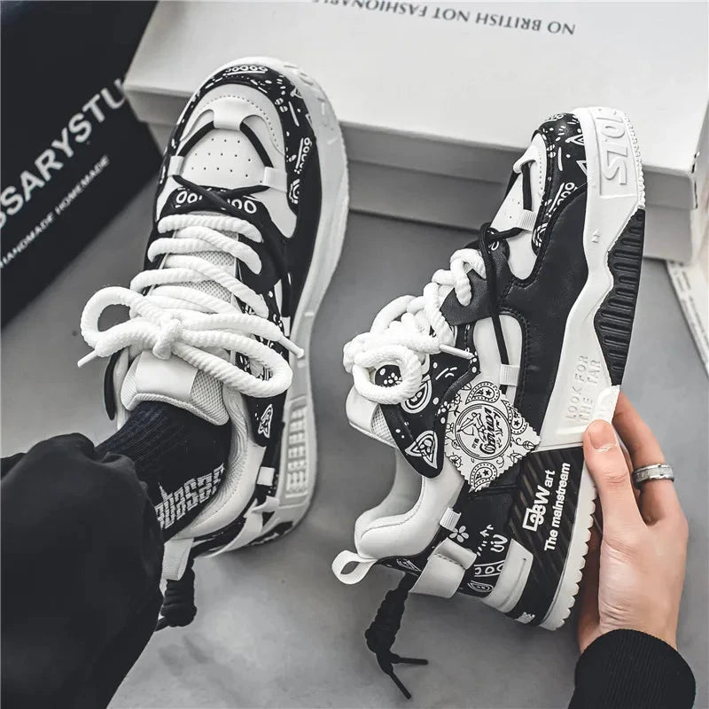 Men's Casual Board Shoes Thick sole Platform Height Increasing Shoes Korean version trend Board shoes Clunky Sneaker Dad Shoes Good Vibrations