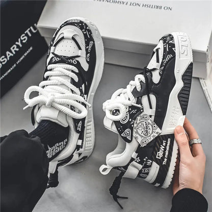 Men's Casual Board Shoes Thick sole Platform Height Increasing Shoes Korean version trend Board shoes Clunky Sneaker Dad Shoes Good Vibrations