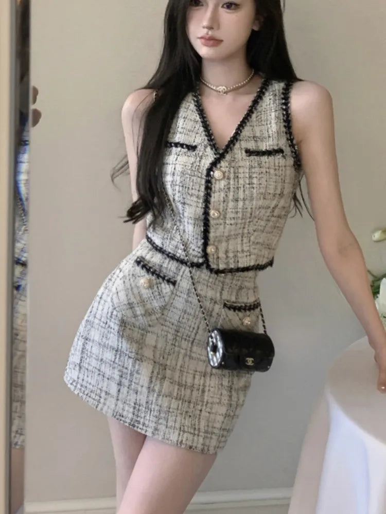 2025 summer Two Piece Set For Women tank Short Sets skirt Casual 2 piece sets women outfit conjuntos cortos ensembles courts Good Vibrations