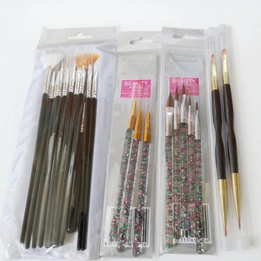 6/31PCS Nail Art Brush Set Detailing Carving Dotting Dual-Head Brushes for Acrylic UV Gel Polish Manicure Tools Good Vibrations