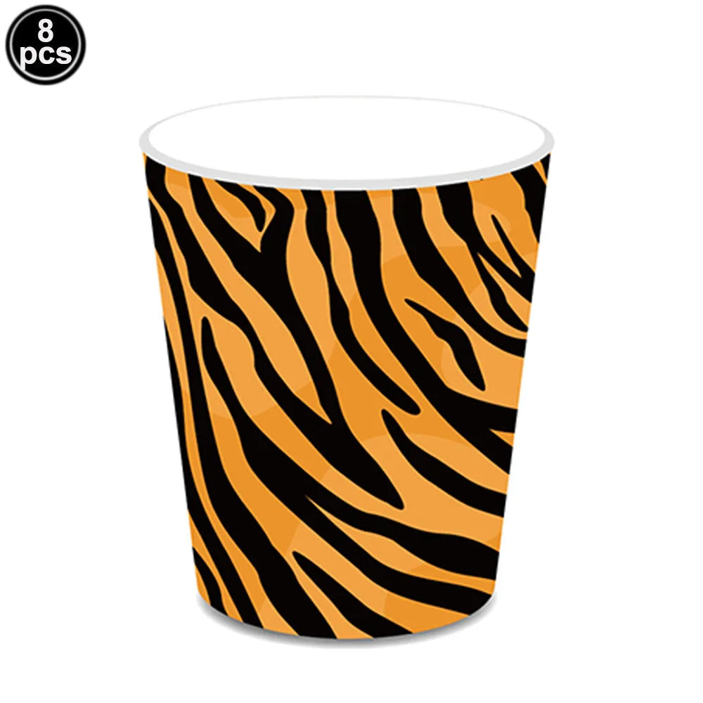 Jungle Animal Print Party Paper Plates Tiger Giraffe Leopard Disposable Plate Kids Birthday Decor Safari Themed Party Supplies Good Vibrations