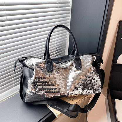 Sequined Underarm Shoulder Evening Tote Bags For Women Shiny Big Capacity Shopper Totes Nightclub Party Luxury Designer Handbags Good Vibrations