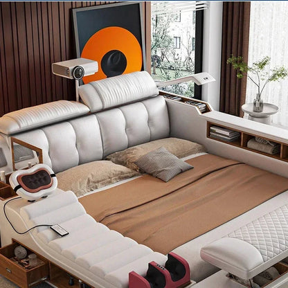 Modern Double Bed Girls Design Smart Bedroom Queen King Size Bed Beauty Sleeping Princess Leather Cama Lounge Suite Furniture Good Vibrations