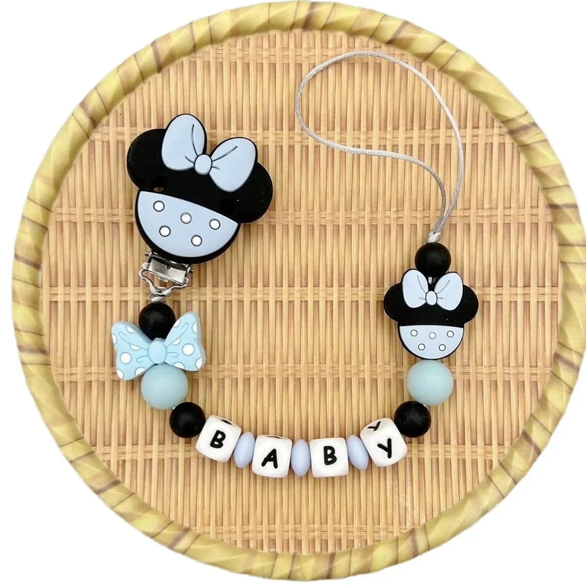 Customized Letters Name Baby Cartoon Silicone Luminous Beads Pendant Pacifier Clips Chains Holder Teether Baby Kawaii Toy Gifts Good Vibrations