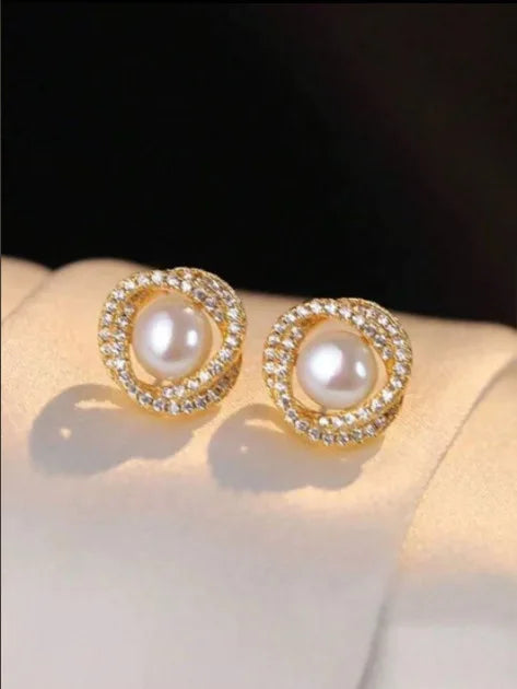 Chic 18K Gold Plated Eco-friendly Brass Pearl Jewelry Set Pearl Earring Necklace Ring For Women Elegant Accessories Dropshipping Good Vibrations