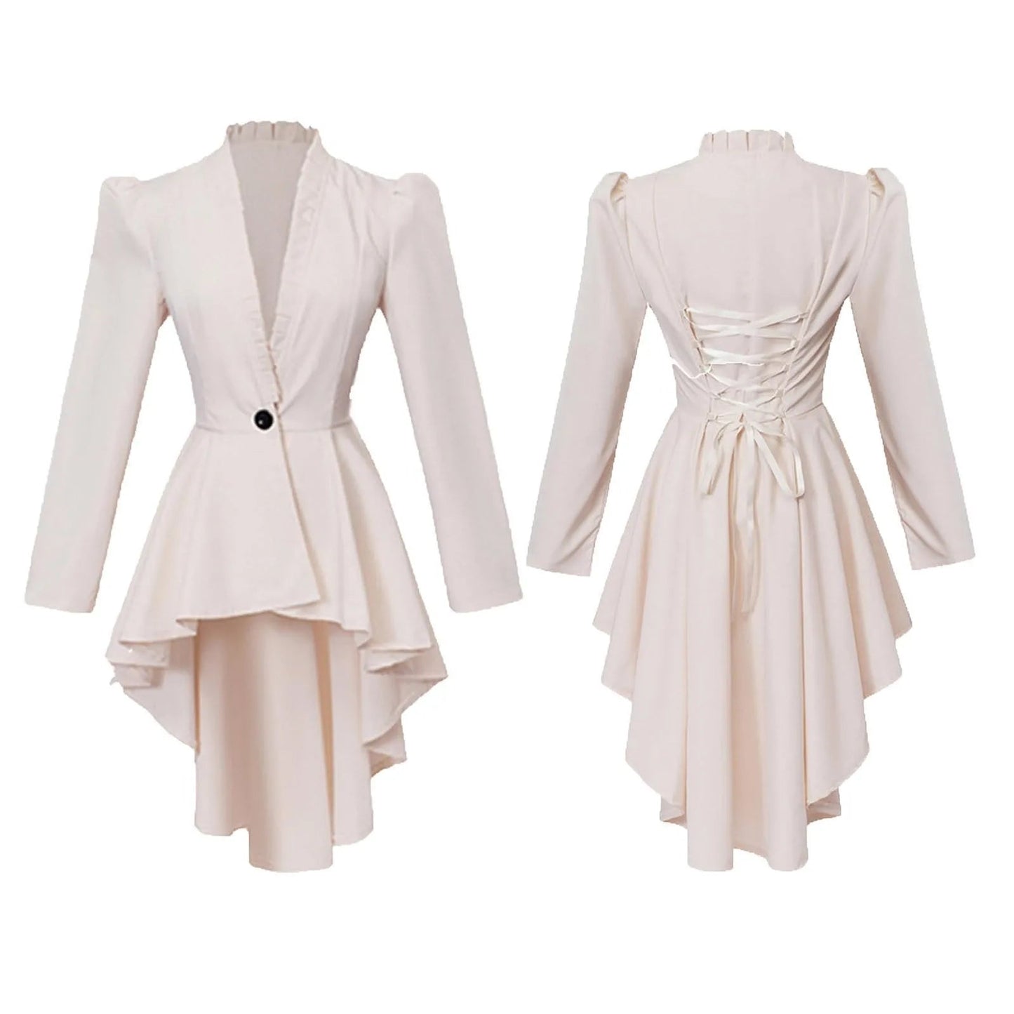 Halloween Carnival Dress Up Party Outfit Coat Medieval Victorian Dress Costume Women Tuxedo Tailcoat Gothic Steampunk Trench Hem Good Vibrations