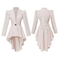 Halloween Carnival Dress Up Party Outfit Coat Medieval Victorian Dress Costume Women Tuxedo Tailcoat Gothic Steampunk Trench Hem Good Vibrations