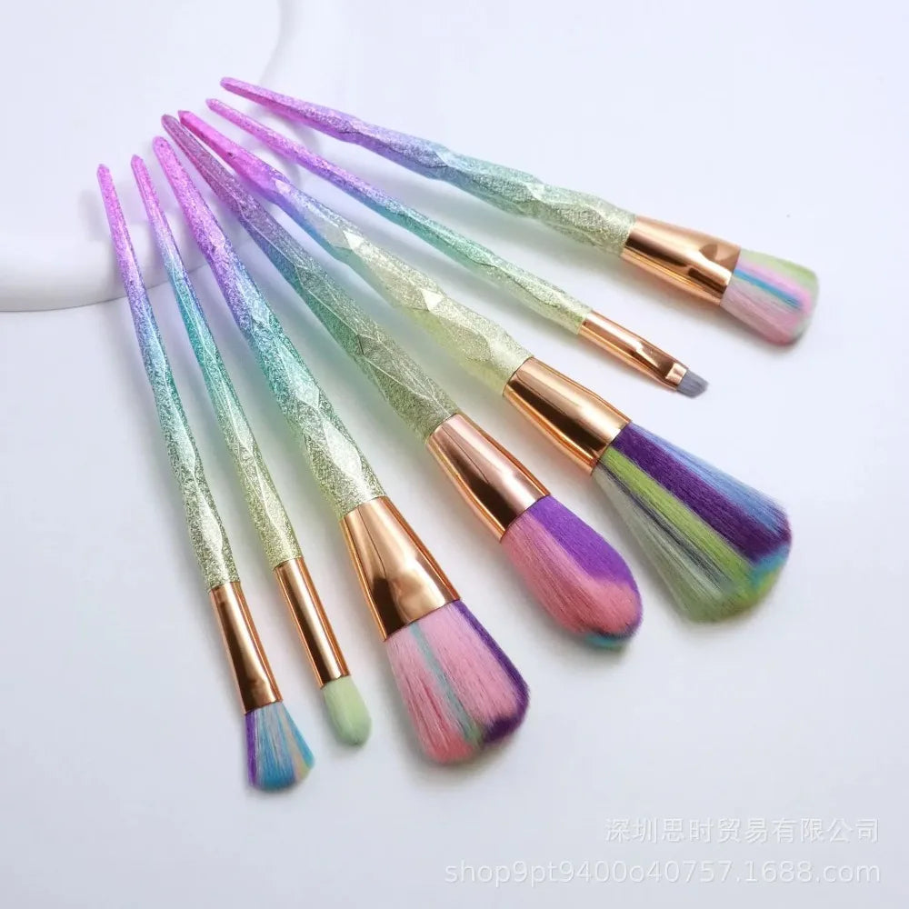 7/10pcs Make Up Brushes Set Loose Powder Foundation Eye Shadow Cosmetic Brushes Frosted Diamond-shaped Unicorn Soft Makeup Tools Good Vibrations