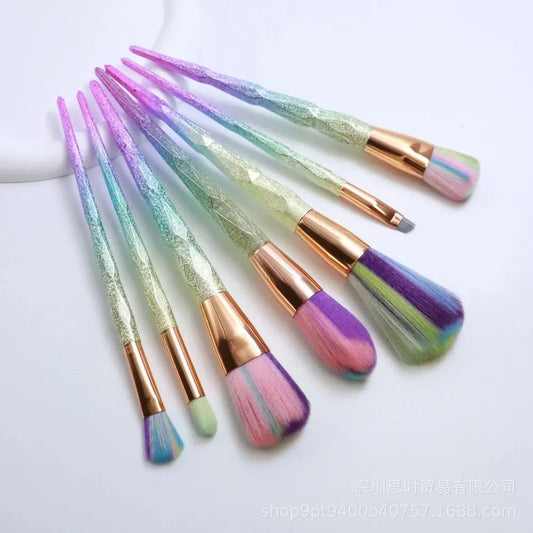 7/10pcs Make Up Brushes Set Loose Powder Foundation Eye Shadow Cosmetic Brushes Frosted Diamond-shaped Unicorn Soft Makeup Tools Good Vibrations