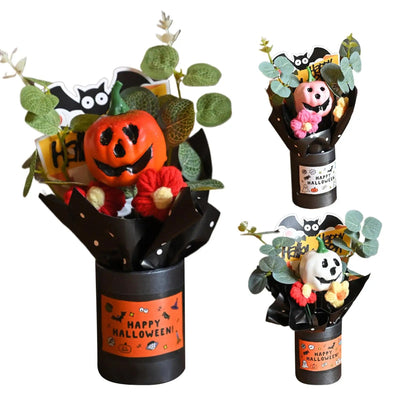 Halloween Pumpkin Bouquet Creative Pumpkin Head Decorative Bouquet Resin Ghost Pumpkin Flower Artificial Pumpkin Flowers