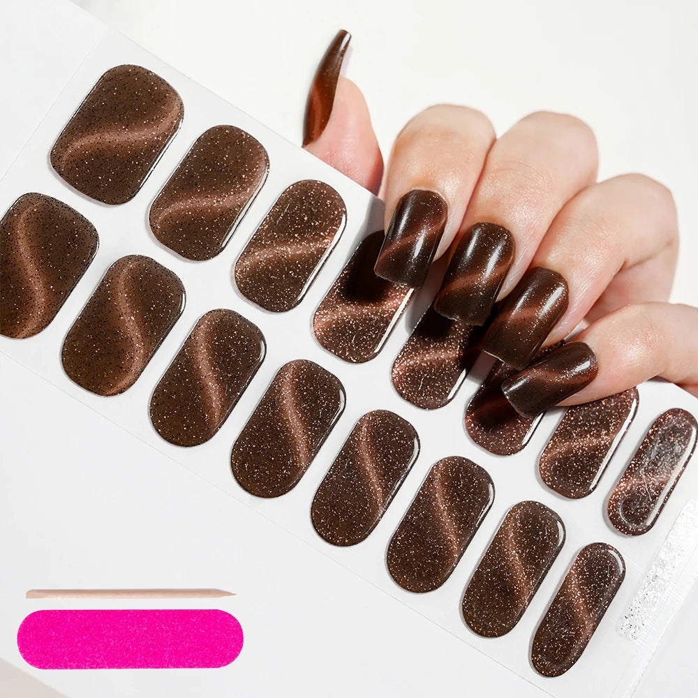 UV Semi-Cured Gel Nail Wraps Stickers Strips French Long Lasting Full Cover LED Gel Semi Cured Nail Sliders For Nail Extension & Good Vibrations