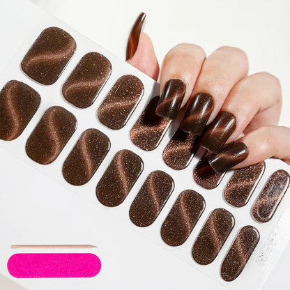 UV Semi-Cured Gel Nail Wraps Stickers Strips French Long Lasting Full Cover LED Gel Semi Cured Nail Sliders For Nail Extension & Good Vibrations