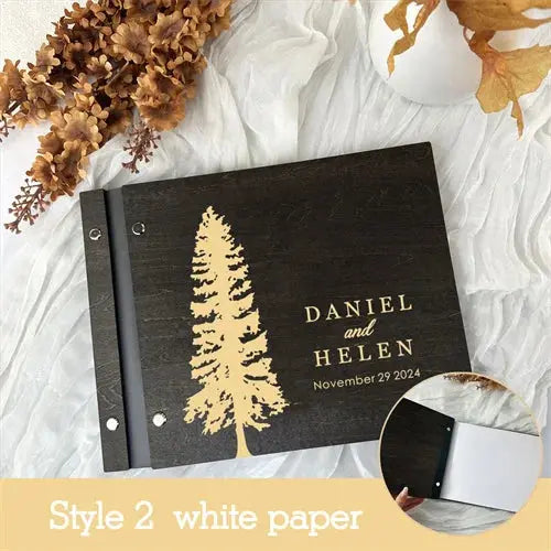 Personalized Guest Book Wedding Album Memory Wooden Adventure Rustic Unique Photo Album For Custom Name Marriage Wedding Gift Good Vibrations