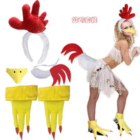 Chicken Costume Set Chicken Headband Tail Nose Gloves Tutu Skirt Socks for Women Halloween Rooster Dress up Thanksgiving Outfit Good Vibrations