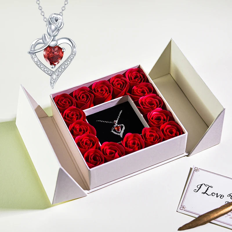 Gifts for Women Jewelry Pendant Necklace /w Soap Eternal Rose Gift Box Mother's Day Necklace Jewelry Wedding Anniversary Gifts Good Vibrations