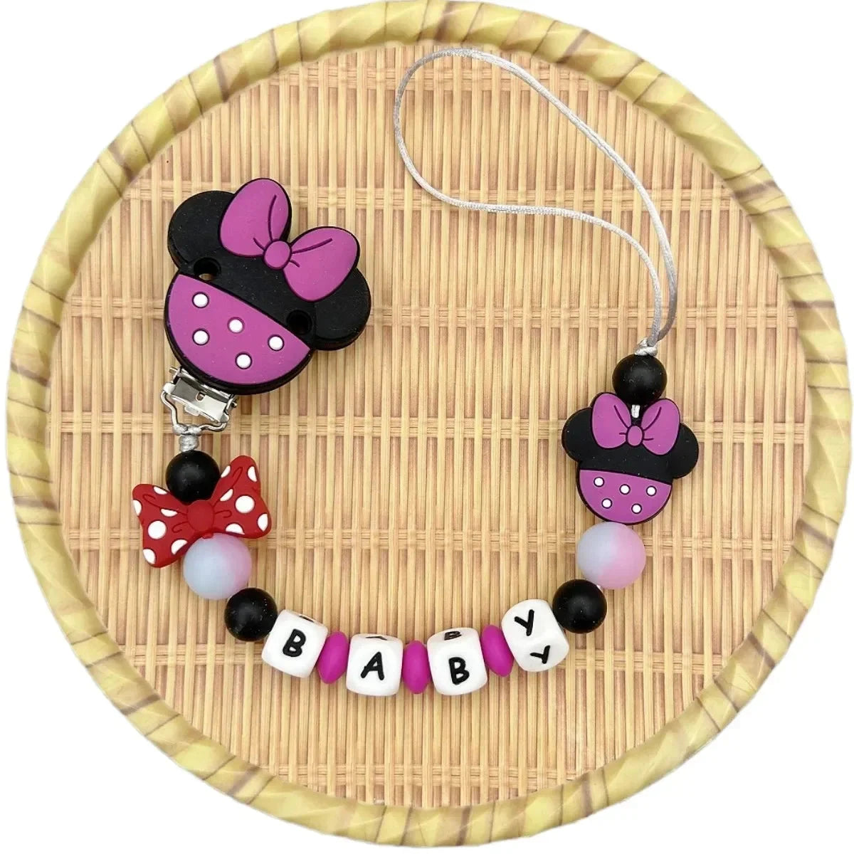 Customized Letters Name Baby Cartoon Silicone Luminous Beads Pendant Pacifier Clips Chains Holder Teether Baby Kawaii Toy Gifts Good Vibrations