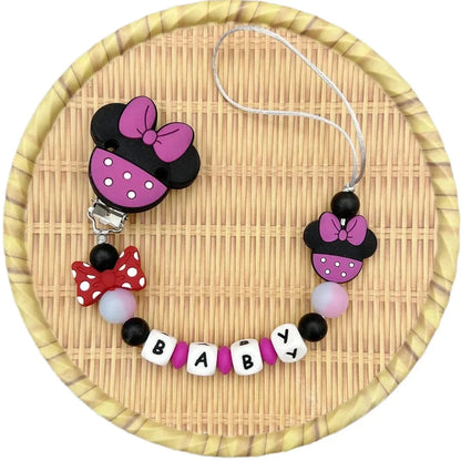 Customized Letters Name Baby Cartoon Silicone Luminous Beads Pendant Pacifier Clips Chains Holder Teether Baby Kawaii Toy Gifts Good Vibrations