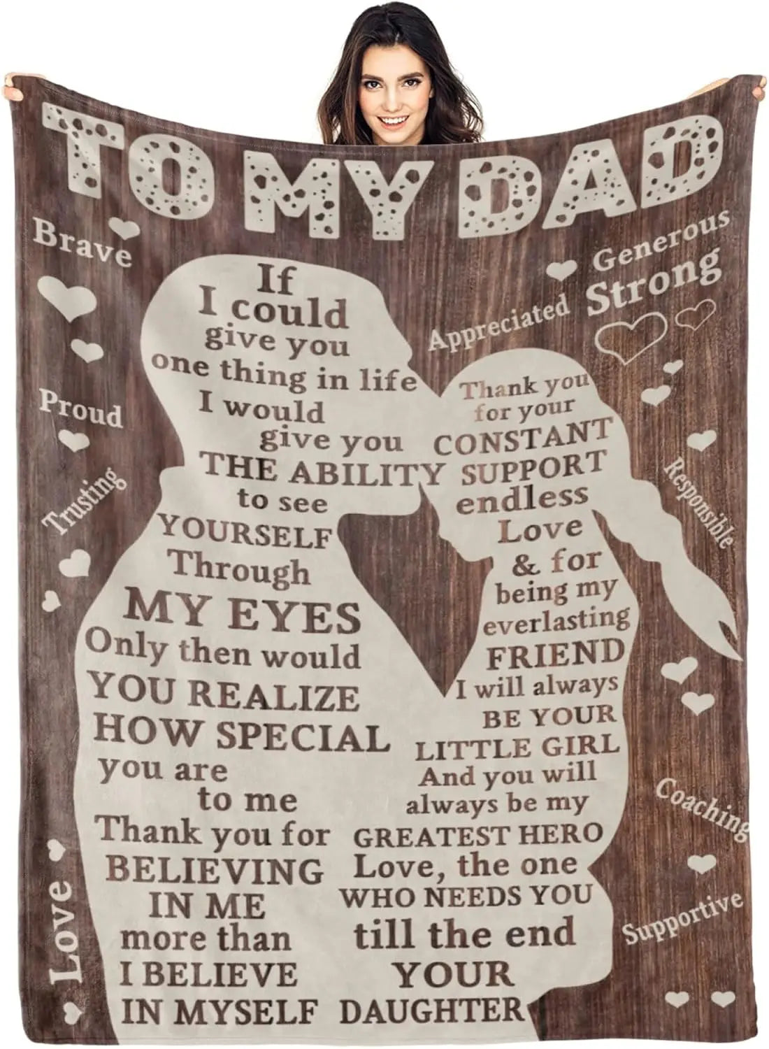 Personalized Fathers Day Throw Blanket Best Dad Ever Gift from Daughter Soft Plaid Throw  L x  W Good Vibrations