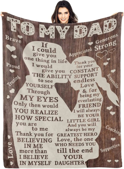 Personalized Fathers Day Throw Blanket Best Dad Ever Gift from Daughter Soft Plaid Throw  L x  W Good Vibrations