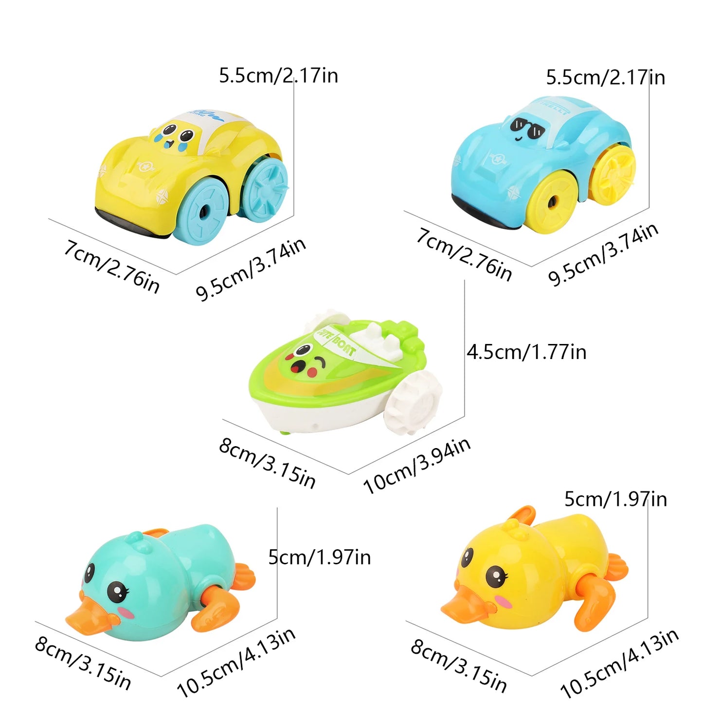 Baby Bath Toys Children Bathing Cute Swimming duck Water Playing Toys Clockwork Car Cartoon Vehicle Baby Bath Toy for Kids Gift Good Vibrations