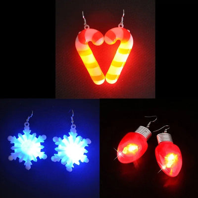 ANGELADY Glow in the Dark Dangle Earrings Christmas Tree Pendant Jewelry Party Novelty LED Light Up Flashing Earrings