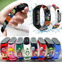 Mario Bros Children's Watches Action Figures Luigi Princess Peach Yoshi Bowser kids Sport Wristband Waterproof Digital Watch Toy Good Vibrations