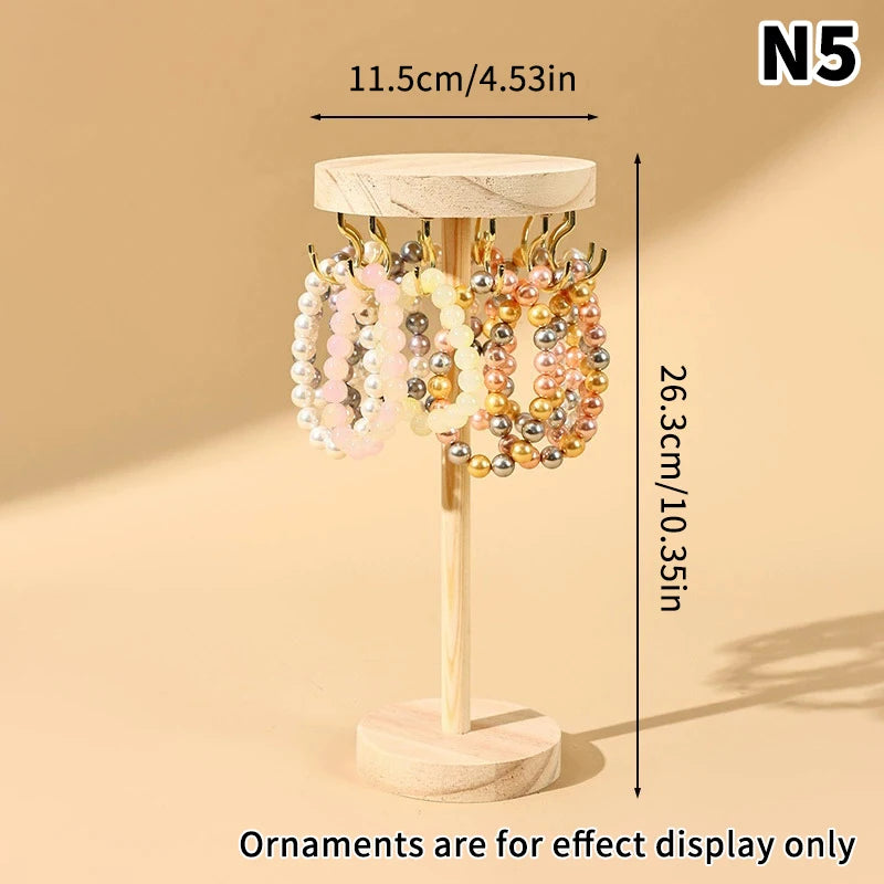 Necklace Holder Organizer Jewelry Tree Stand With 12/18 Metal Hooks Wooden Necklace Display Tower For Home Or Show Selling Use